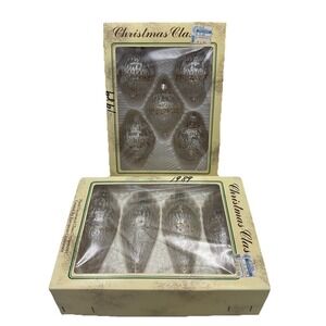 Commodore Christmas Classics Polka Dots Round Teardrop‎ Glass Ornaments Set Of 9